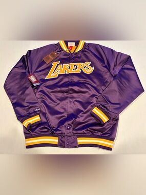 Los Angeles Lakers Purple Mitchell & Ness Satin Jacket Mens Size Large